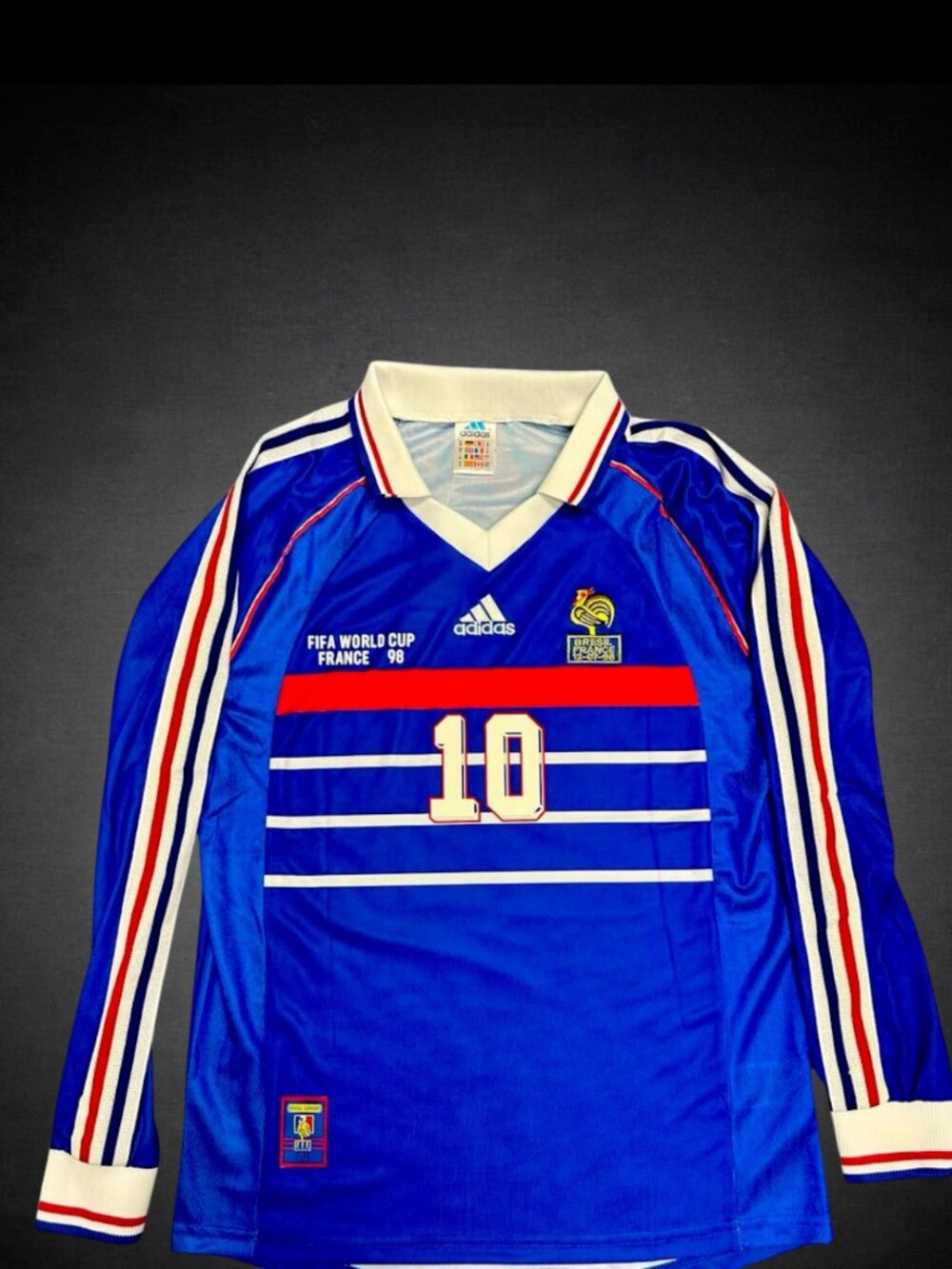 1998 retro france World Cup fullsleeve kit. Zidane soccer football jersey